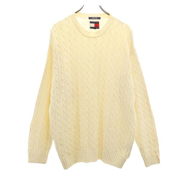 90s オールド フラッグタグ 長袖 コットン セーター XL アイボリー ニット メンズ