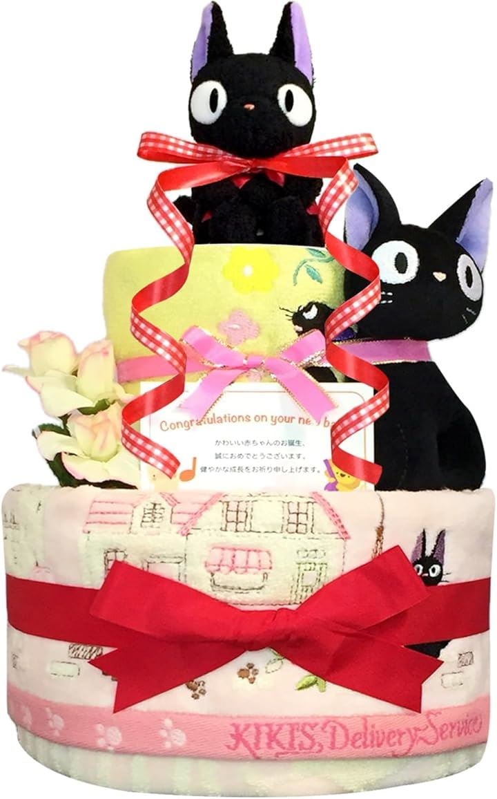 おむつケーキ 女の子 出産祝い 赤ちゃん 誕生日 ベビーシャワー ギフト(ピンク, 2段 Sサイズ)