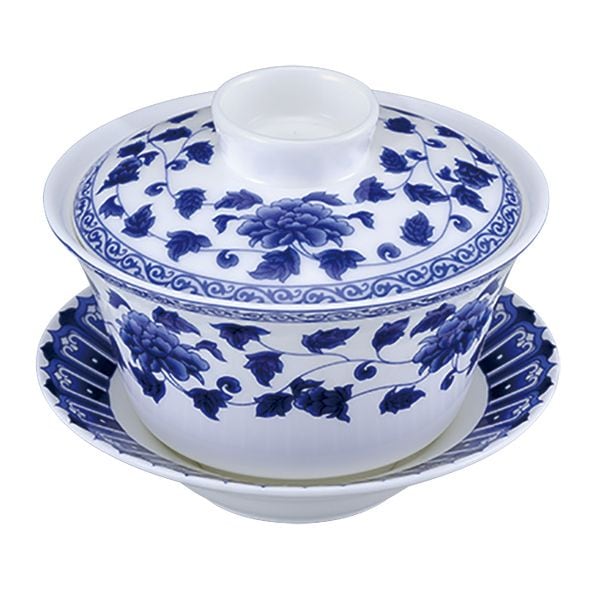 （まとめ買い）カンダ 富貴草 白磁器 蓋碗セット [x3]