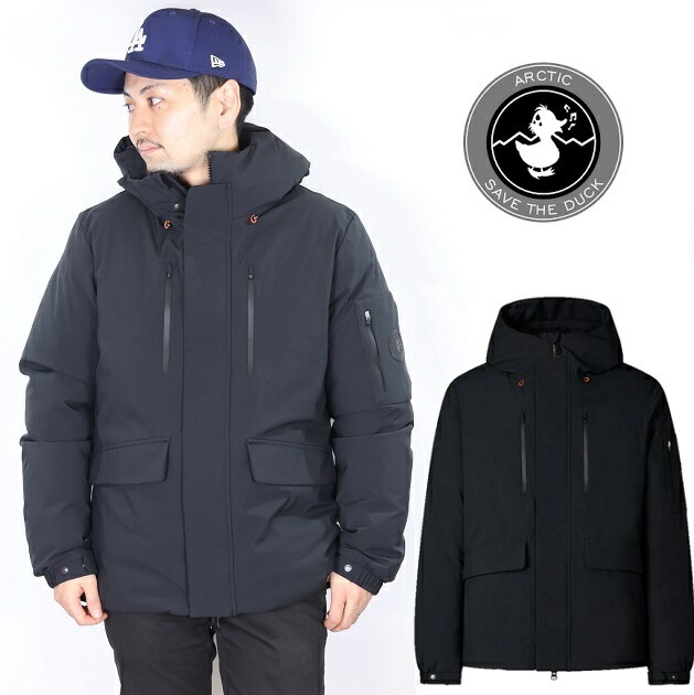(初売りセール) セイブザダック メンズ ジャケット SAVE THE DUCK 中綿 エコダウン フード付 P30810M-SMEG15-S フーテッド ブルゾン 中綿ジャケット ライトダウン パッ