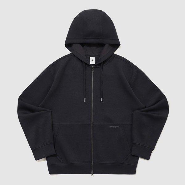 [] ユニクッション地ルーズフィットフード付きジップアップ BLK / QR123LFT13 / 男女共用