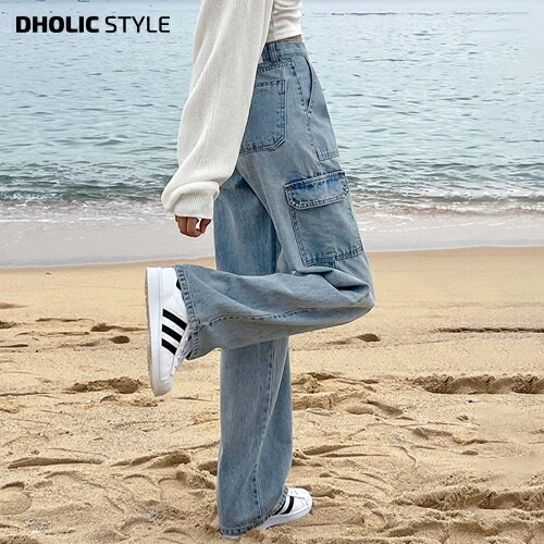 [メガ割りSALE]スクエアポケットカーゴワイドデニムパンツ・p563747