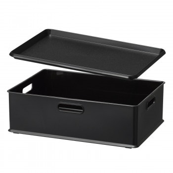 収納用品 natura（ナチュラ） インボックス M+プレート 各4個組 ブラック NIB-M4PML4 BK-4