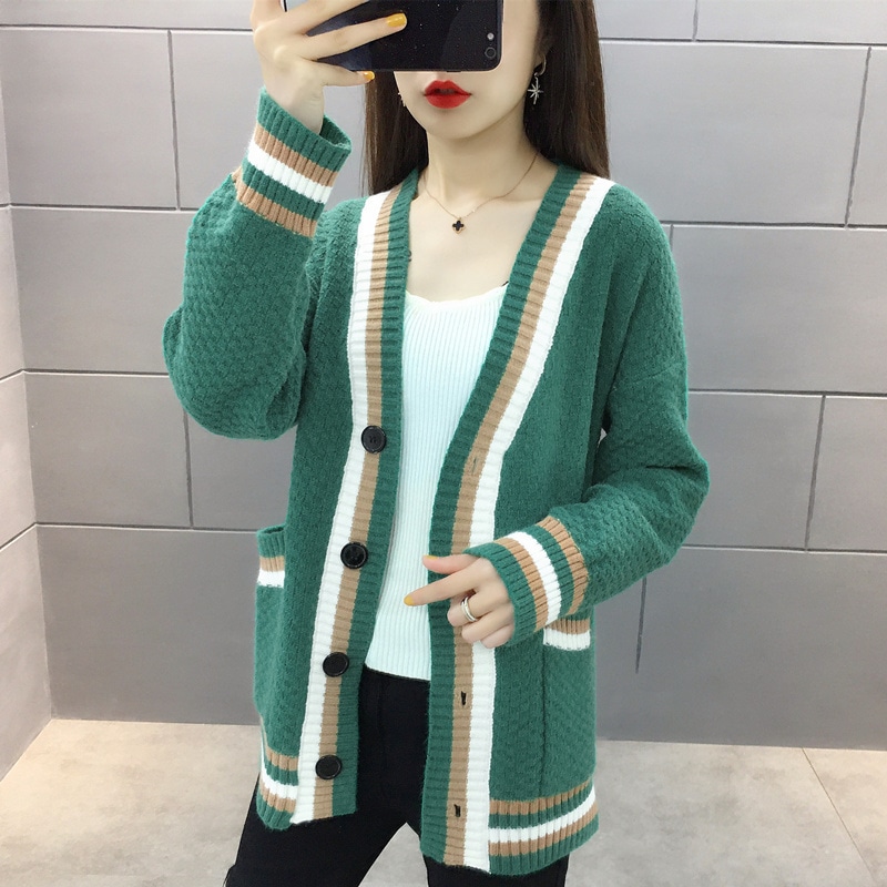 トップス セーター カーディガン 長袖 Vネック 襟なし ポケット ニット グリーン ピンク ベージュ イエロー S M L XL 2XL 抜け感 無地 秋 誕生日 クリスマス バレンタイン 個性的 5,096円