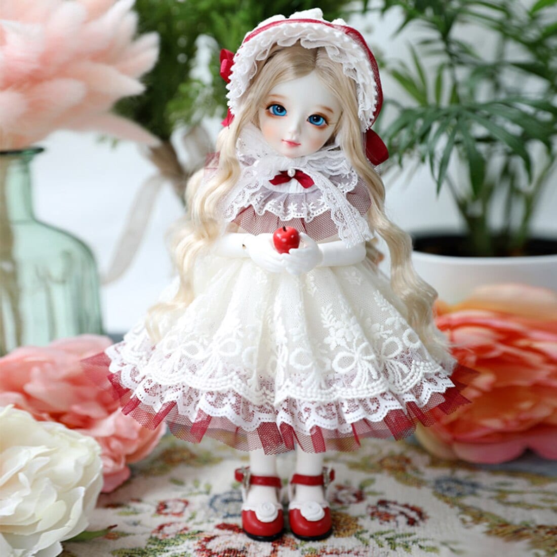 3個赤ずきんフードドレス服セット1/6 1/4 1/3 bjd人形のおもちゃ子供知育玩具誕生日ギフト-いいえ人形