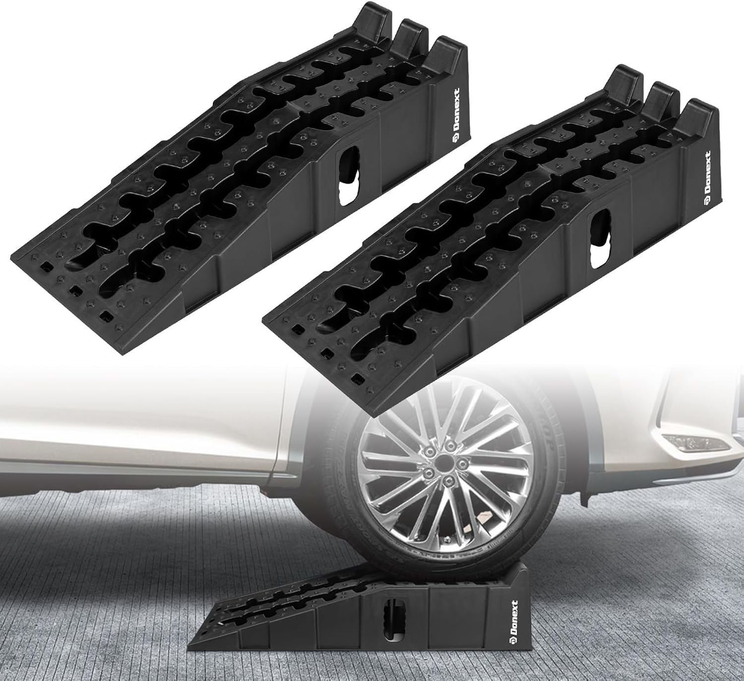 Donext カースロープ 2個セット 7t高耐荷重 ハイリフト 17.5cm 傾斜17度 整備用 タイヤスロープ ジャッキ補助 オイル交換 油圧ジャッキ代替 SUV/ジープ/バン/トラック対応可能