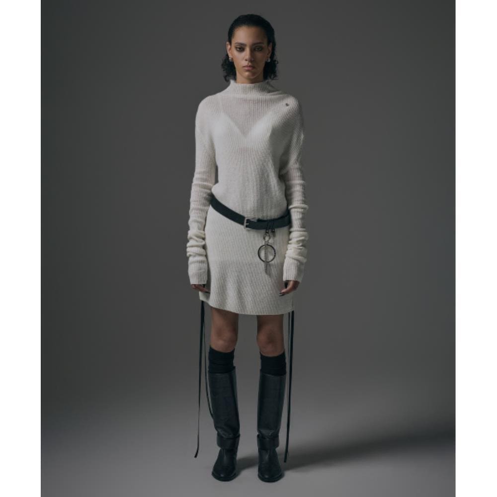 TREEMINGBIRD Alpaca HalfTurtleneck Long Knit Ivory TM2