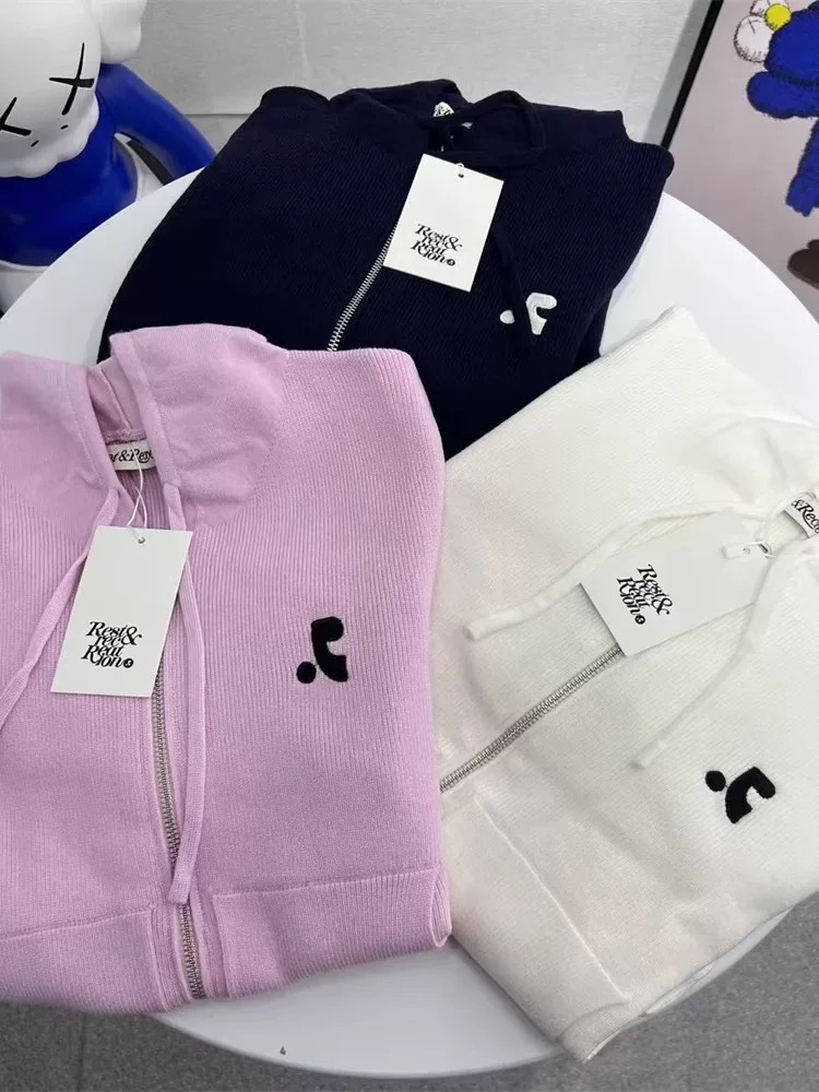 2WAY KNIT HOOD ZIP-UP フード付きジップアップパーカー　トレーナー　フーディー　韓国　人気　ブランド　アイドル　レディース　トップス　秋冬