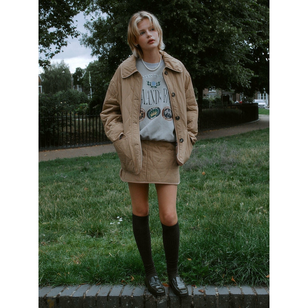 atcornerキルティングツーウェイハーフジャケットキャメル（AEJU3F005CM）