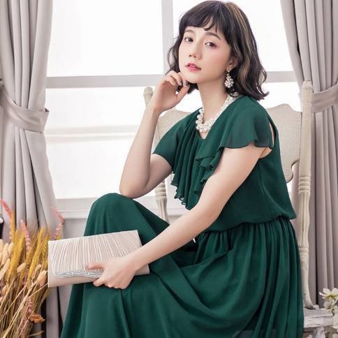 オルチャンワンピース 30代 大きいサイズワンピース 20代 40代 プチプラパーティードレス 清楚 フォーマル 袖あり ロング 可愛い キャバ嬢ドレス お呼ばれワンピース オルチャンドレス