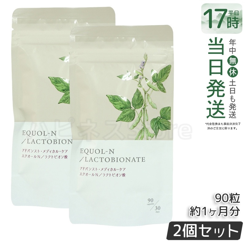 【2個セット】エクオールN ラクトビオン酸配合 90粒 約1ヶ月分 サプリメント エクオール サプリ 大豆イソフラボン