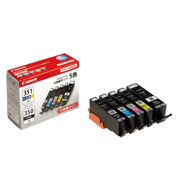 Canon キヤノン インクカートリッジ 純正 (BCI-351XL+350XL/5MP) 5色パック(ブラック×2・シアン・マゼンタ・イエロー)