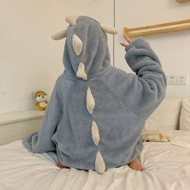ルームウェア パジャマ 着ぐるみ 着る毛布 ロング ロング丈 袖あり 長袖 ハイネック 襟なし ふわふわ フード付き ポケット 前開き 厚手 かわいい おしゃれ お洒落 ラフ ラブリー キュート