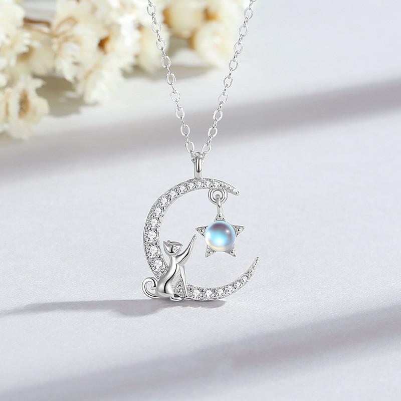 即納ネックレス レディース うさぎ 月兎 可愛い ムーンストーン 6月誕生石 女性 クリスマスプレゼント お祝い ギフト