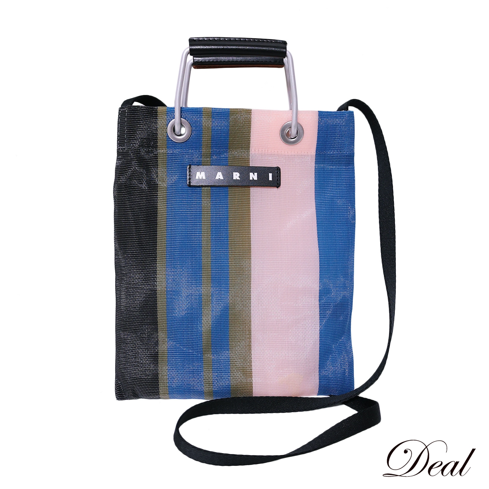 マルニ マーケットストライプミニショルダー SHMH0106A0TN296ST 2Way ブルーテ マルチカラー レディース ショルダーバッグ