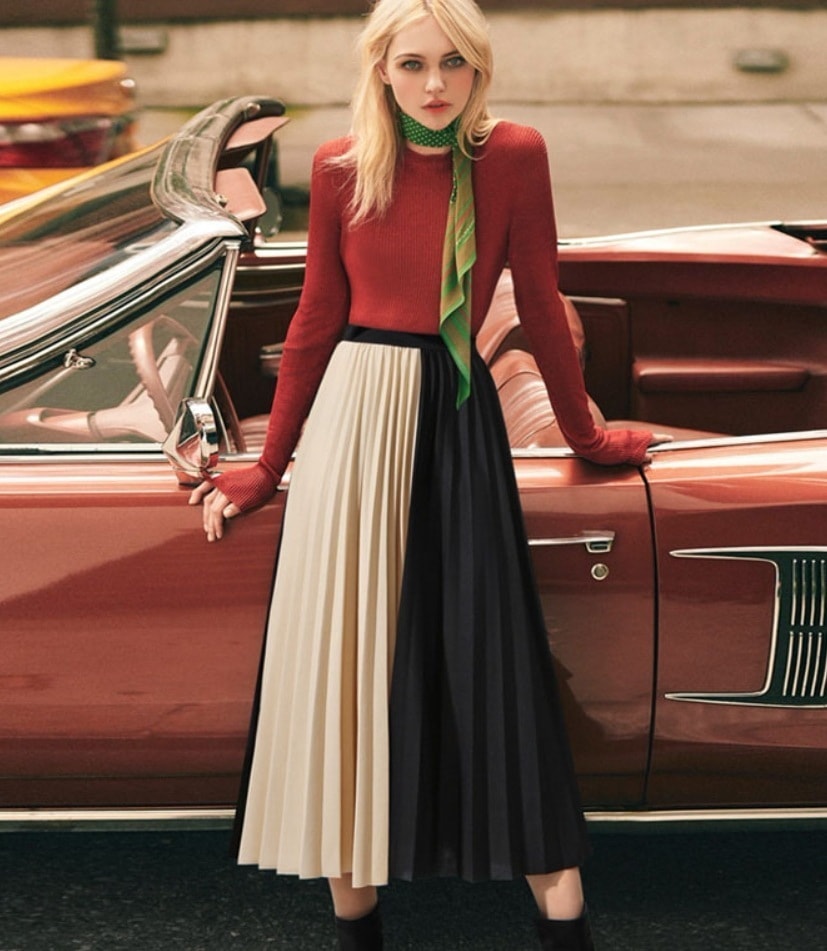 スカート デート ミモレ丈 プリーツ シフォン 切り替えデザイン 可愛い きれいめ 上品 おしゃれ かっこいい 可愛い ラブリー キュート ガーリー クール モード系 セクシー エレガント