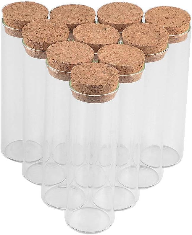 12個 試験管ガラス瓶 コルク栓付き 透明 容量60ml (30×120mm)