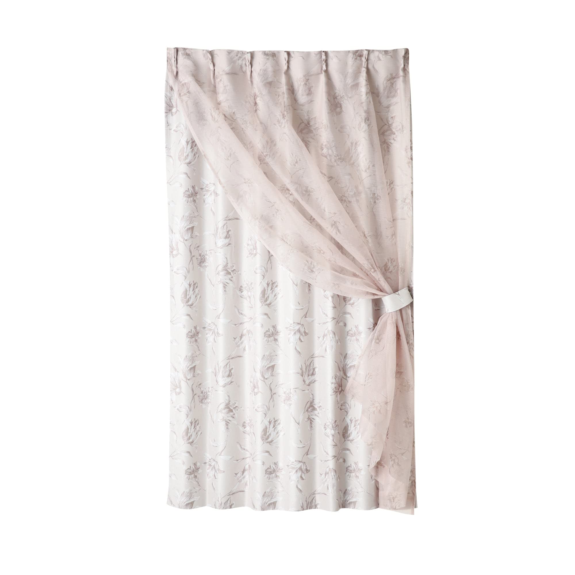 Francfranc フランフラン リリア ダブルカーテン ベージュ H135×W100cm (レース