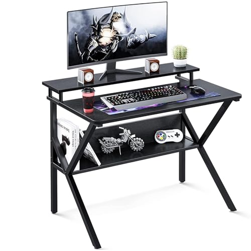 色：ブラック サイズ：70*48*77.5cm KKL パソコンデスク モニター台付き 幅70cm*