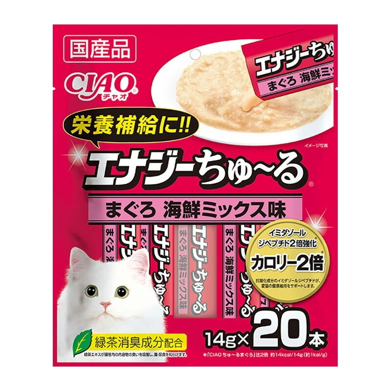 （まとめ買い）CIAO エナジーちゅる まぐろ 海鮮ミックス味 14gx20本 SC-164 猫用おやつ [x4]