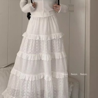 レディース スカート チュールスカート フレアスカート ミモレ ロング Aライン レース フリル 切り替えデザイン 薄手 かわいい 大人可愛い きれいめ カジュアル 上品 エスニック こなれ感 ラフ