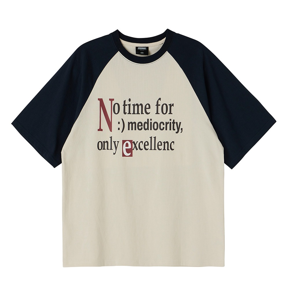 No Time Raglan Colorblock Oversized T-Shirt Navy