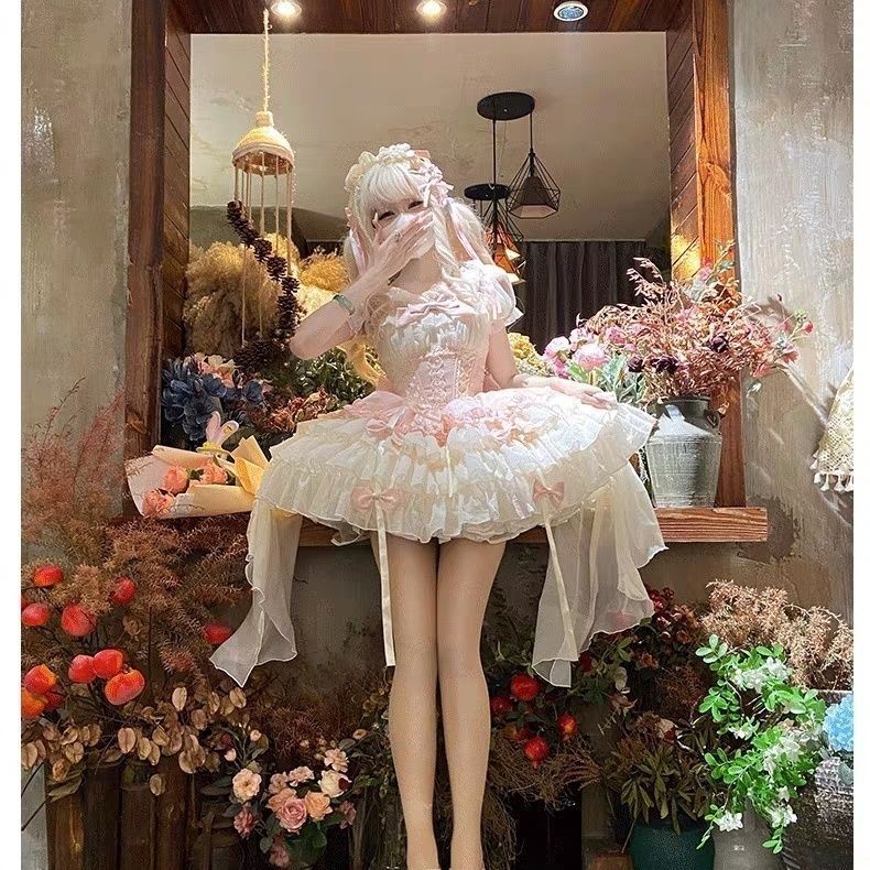 3日出荷 タイムダンスバレエ風 JSK ロリータワンピース トレーン付きプリンセススタイル コスプレ 春服 レディース