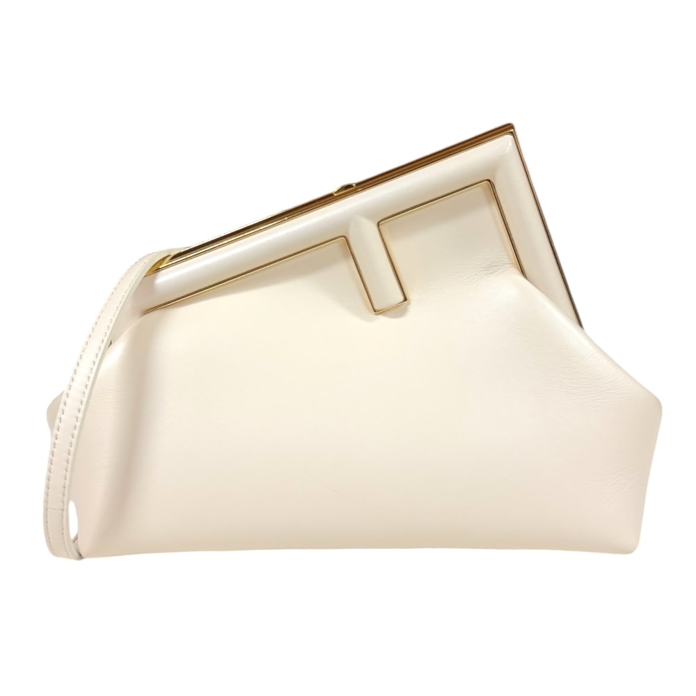 フェンディ ファーストスモール ショルダーバッグ レザー 8BP129 ホワイト FENDI 中古