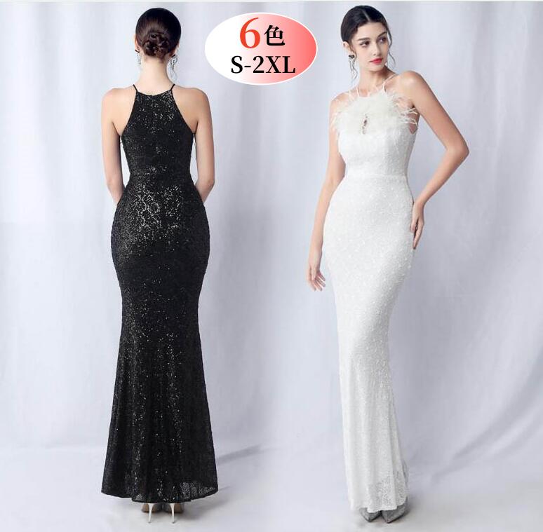 6色お揃い ノースリーブ ワンピース 胸元ファー付き ドレス 披露宴 二次会 キャバドレス ロングドレス タイトワンピース 無地 イブニングドレス お花嫁 パーティードレス dress 衣装 ワンピー 5,499円