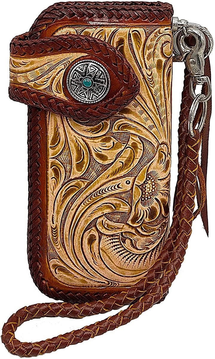 バイカーズ ウォレット カービング 財布 長財布 ナチュラル/ブラウン TQ(ナチュラル/ブラウン TQ)