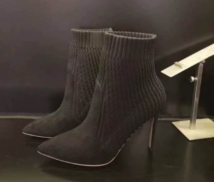 レディース ブーツ ショートブーツ ソックスブーツ ハイヒール ピンヒール 9cm ポインテッドトゥ