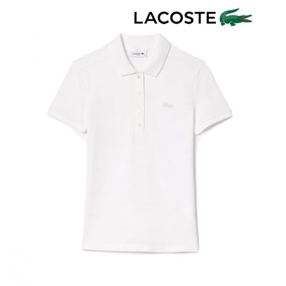 ラコステ レディース L.12.D スリムフィット ストレッチ ミニ ピケ 半袖 Tシャツ