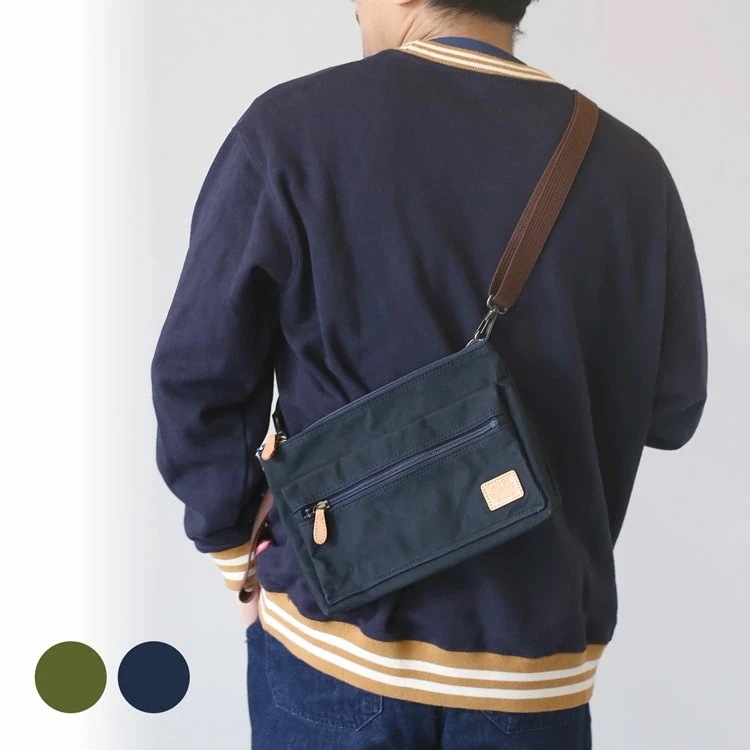 Pistache ピスタッシュ 帆布 キャンバス 生地 2WAY バッグ クラッチ サコッシュ ショルダー 日本製 撥水 パラフィン加工 アーミーダック 牛革 本革 革 ギフト プレゼント (0700
