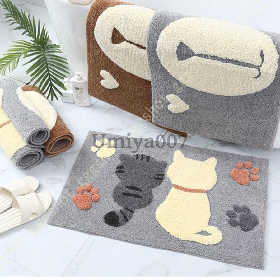【急速出荷!】（買い占め中）室内 屋内 洗える 抗菌 防臭 かわいい 猫柄 バスマット ふわふわ 肌触りいい ラグマット おしゃれ キッチンマット 室内マット ドアマット