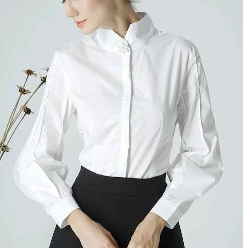 MTG コットン スタンドカラー 大人可愛い 上品 薄手 エレガント 卒業式 スリム 細身 シャツ ブラウス ストレート 授業参観 長袖 都会的 フォーマル 会議 冠婚葬祭 入学式 母の日 ラグジュア