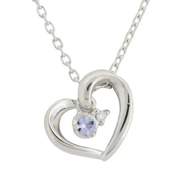 リボン済＆紙袋 ネックレス 正規品 レディース 12月 誕生日 誕生石 ハートモチーフネックレス ダイヤモンド タンザナイト エターナルシルバー 14,976円