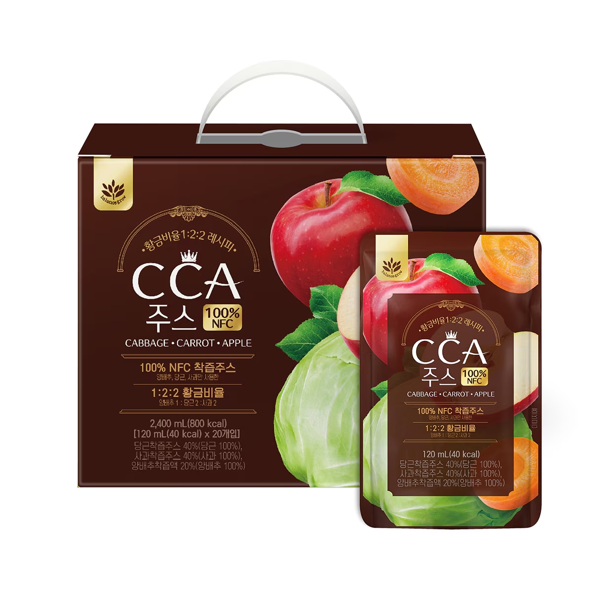 [韓国人気飲み物] Balance Grow CCA搾汁ジュース CCAジュース NFC搾汁ジュース 120ml x 20個入 果物野菜ジュース 韓国飲料 正規品 韓国食品