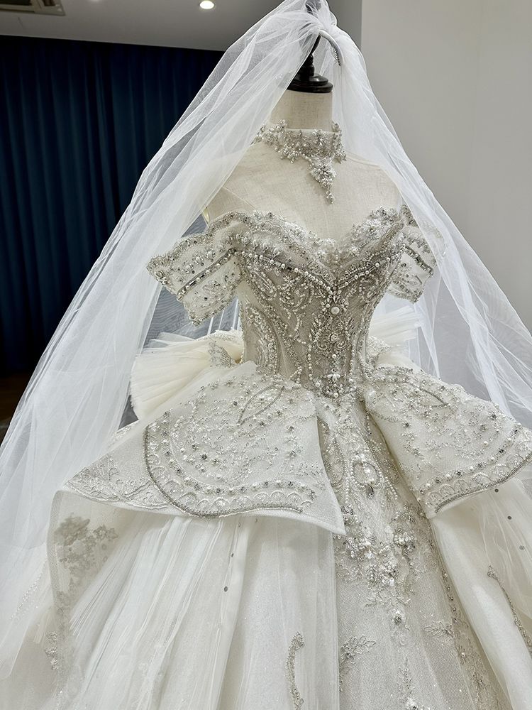 重工業メインウェディングドレス 2025 ブライダルメイン糸ワンショルダー妊婦大きいサイズテール