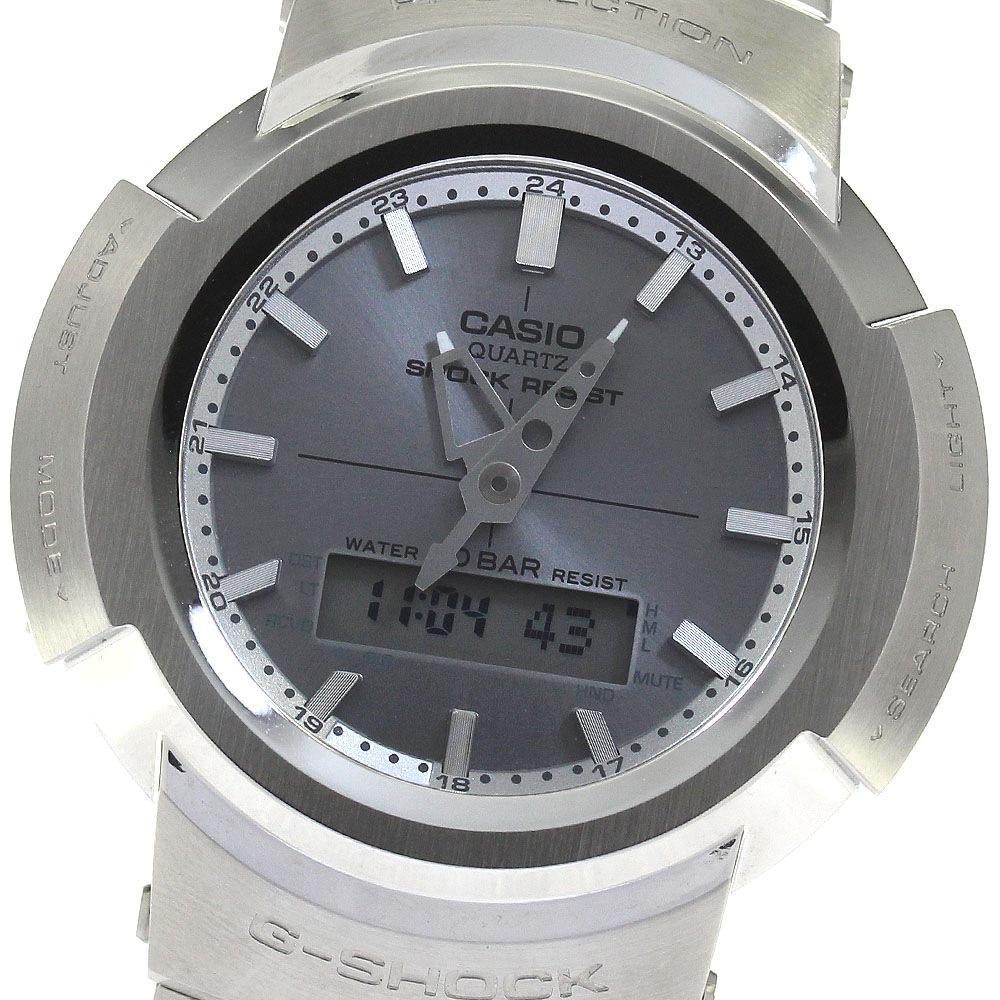 カシオ CASIO AWM-500D-1A8JF Gショック フルメタル ソーラー電波 メンズ 美品 箱保証書付き_817919【中古】