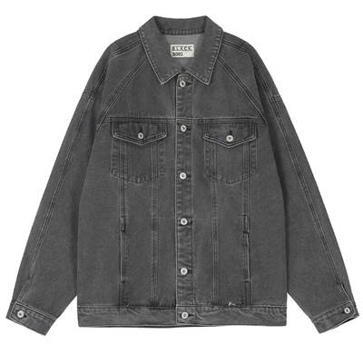 アウター デニム ジャケット オーバーサイズ レディース 個性的 長袖 大きめ グレー M L XL 春 秋 冬 色落ち 加工 ブリーチ おしゃれ シンプル カジュアル ラフ ワイド Gジャン 大人可