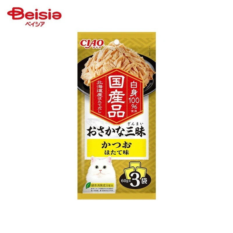 いなばペットフード CIAO おさかな三昧 かつお ほたて味 （60g×3袋）×16個 ペット