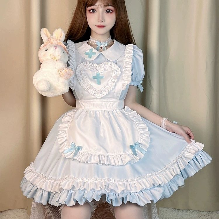 メイド服cos クリーム恋人ロリータメイド服半袖ドレススーツ 5,106円