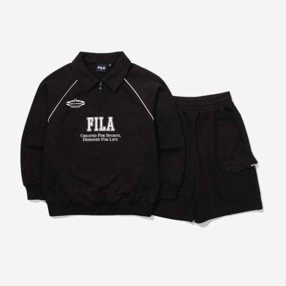 [フィラキッズ] カーラハーフジップアップセットアップ (FK2FSG1202M_BLK)