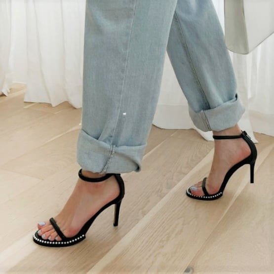 シューズ 靴 パールライン ハイヒール アンクルストラップ 8cm ヒール サンダル バックジップアップ かわいい 大人可愛い きれいめ シンプル カジュアル 大人 おしゃれ お洒落 かっこいい ls 7,430円