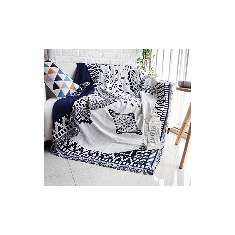 HomeFirst マルチカバー 北欧風 ソファカバー 長方形 おしゃれ 多機能 ブランケット ベッドカバー フリンジ付き 綿 2人掛け 3人掛け カウチ ベッドカバー 毛布 テーブルクロス テーブル