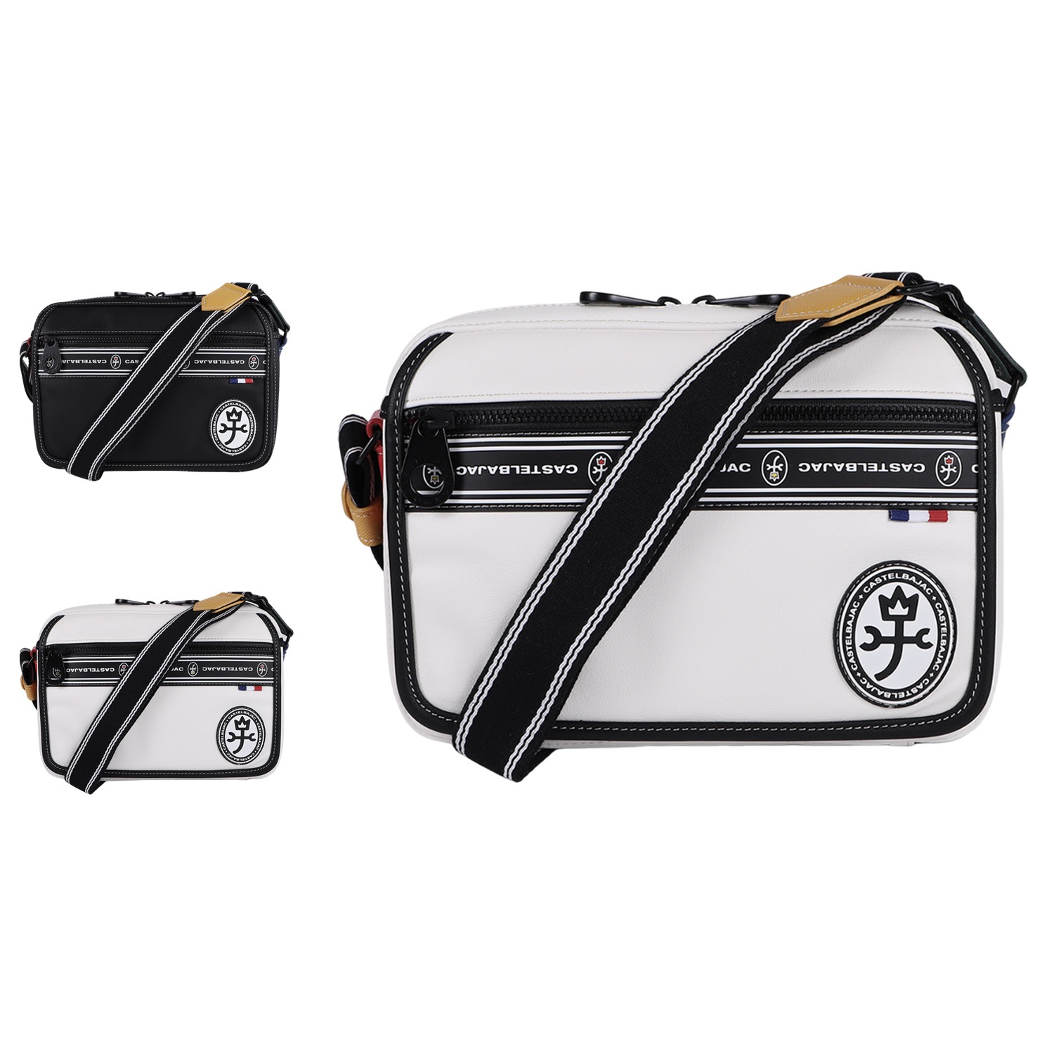 ショルダーバッグ メンズ レディース 斜め掛け 横型 ルックス ブラック ホワイト 黒 白 49102