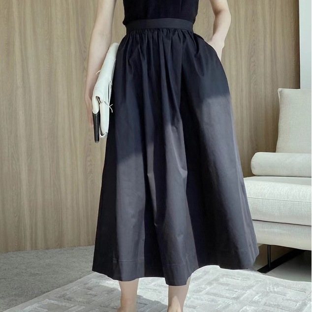 スカート レディース ふんわり コットン フレア 個性的 春服 夏服 ロングスカート インスタ映え 流行 トレンド 高見え 格上げ 楽ちん ブラック ホワイト S M L シンプル かわいい