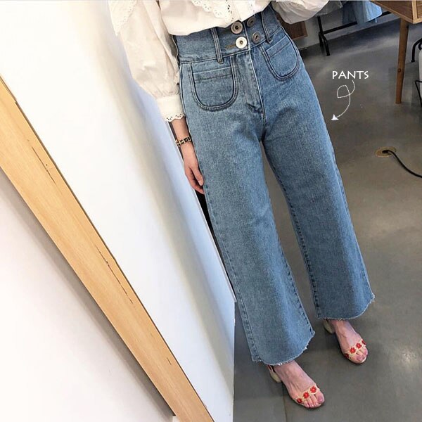2色 ボトムス パンツ 春 夏 秋 冬 カジュアル レディース デニムパンツ バギーパンツ ワイドパンツ 無地 ブルー ライトブルー かわいい 大人可愛い きれいめ シンプル カジュアル 大人 上品