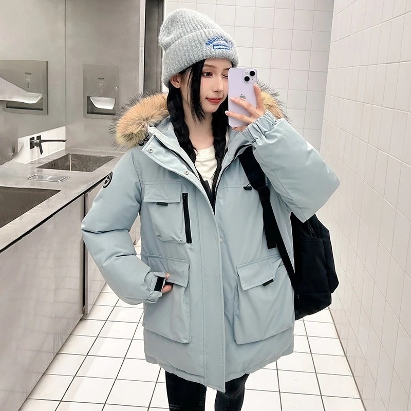 冬 レディー加厚保温フリースカラー付きキャンバスコート パーカーコート風 アウター ムートンジャケット