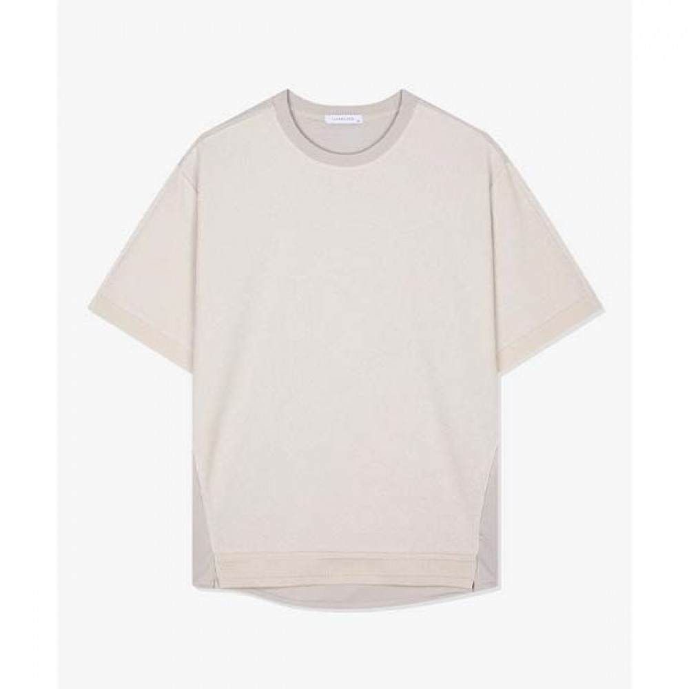 [リバークラッシュ] LKS41336ベージュニットミックス半袖Tシャツ